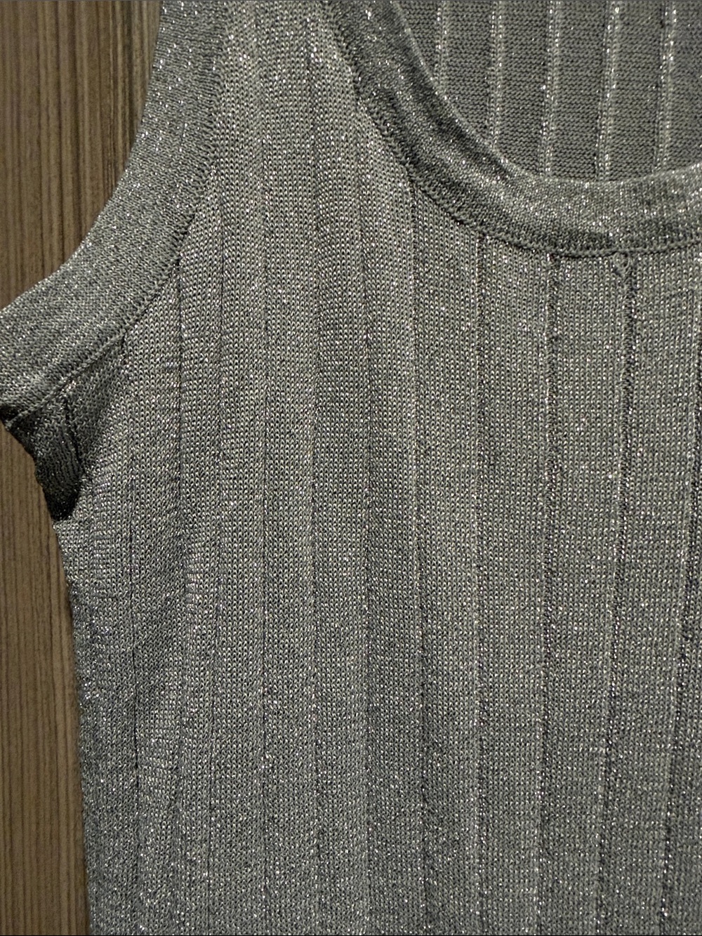 Zara Silver Ribbed Metallic Tank - Picture 2 of 6